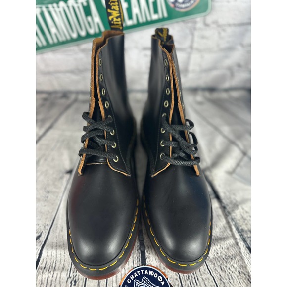 Dr. Martens Boots Mens US 13 Black Smooth Leather Burgundy Oiled Sole EU 47 NEW main image 7